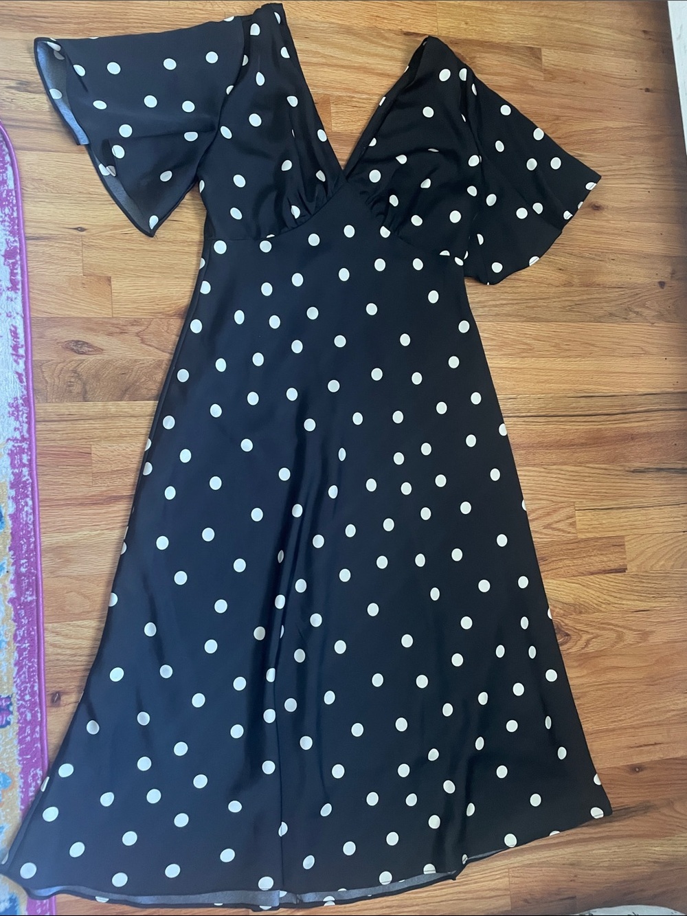 En Saison Black Midi Dress with White Polka Dots